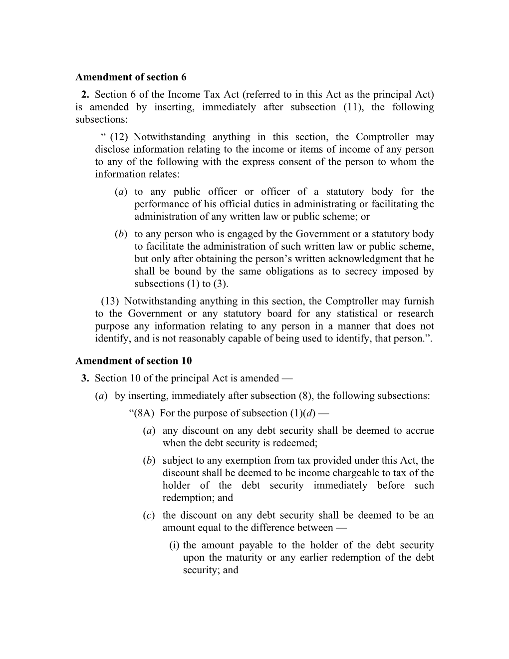 Amendment of Section 6
