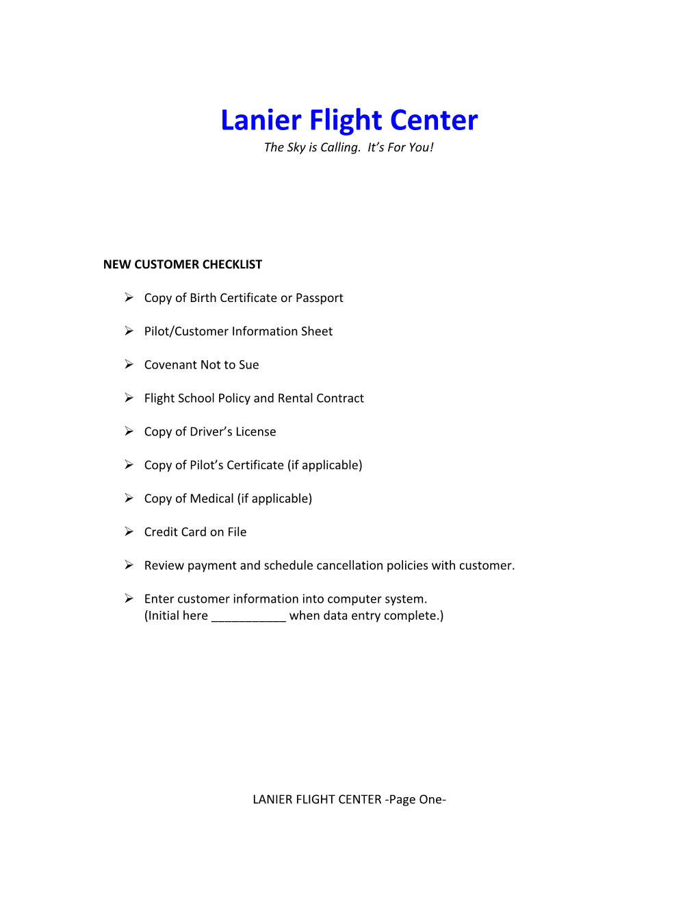 Lanier Flight Center