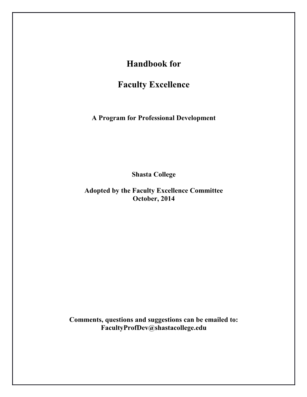 Faculty Excellence Handbook