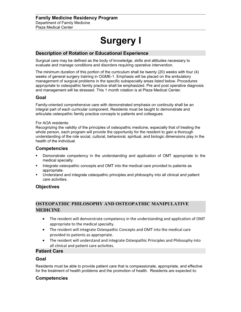 Description of Rotation Or Educational Experience