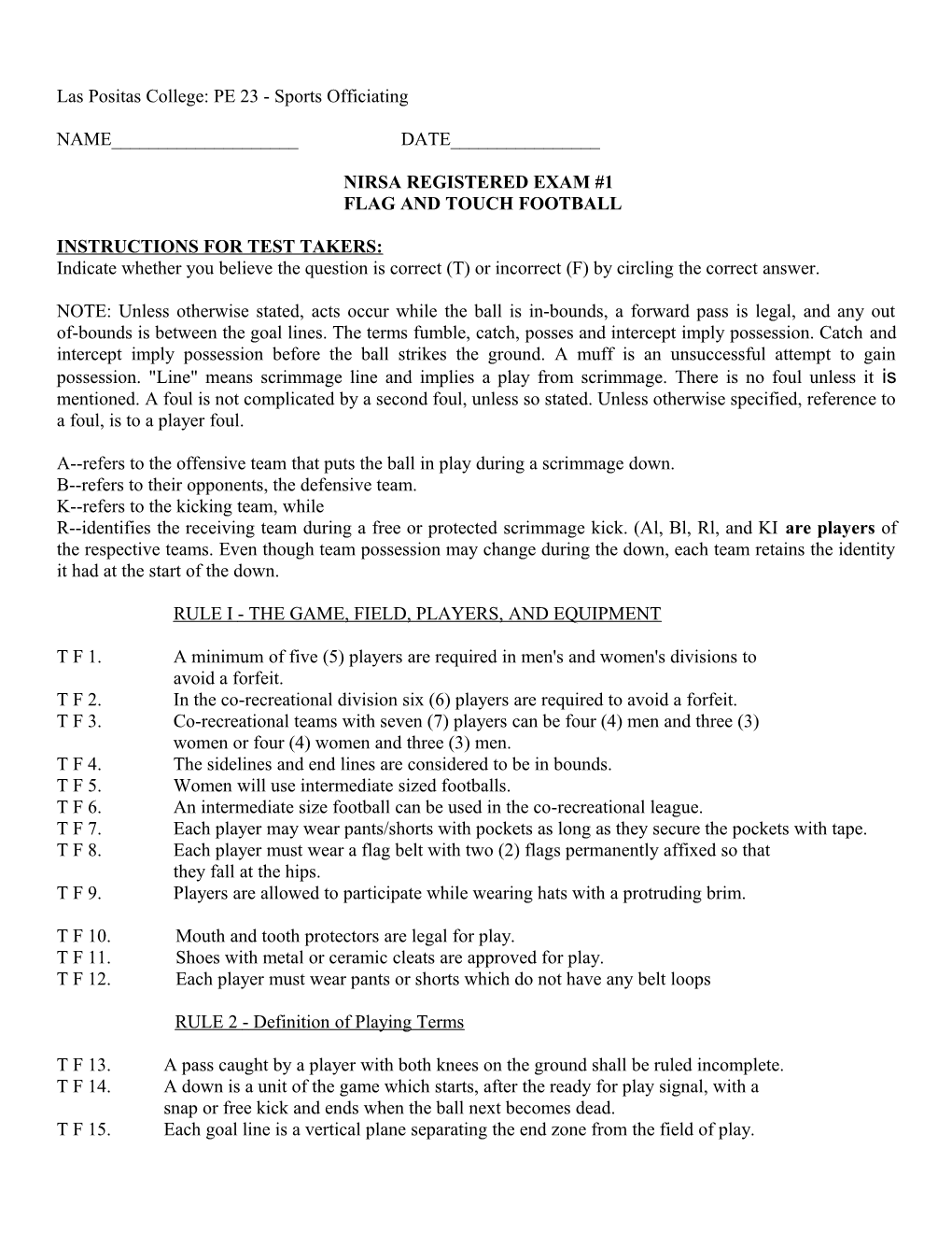 Las Positas College: PE 23 - Sports Officiating