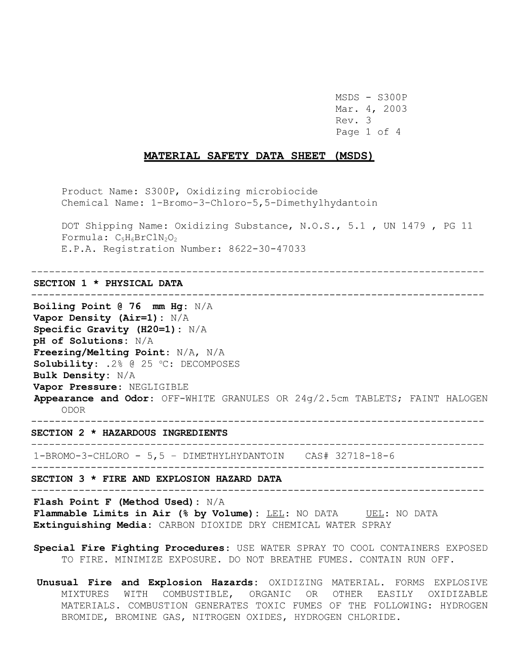 Material Safety Data Sheet (Msds) s5