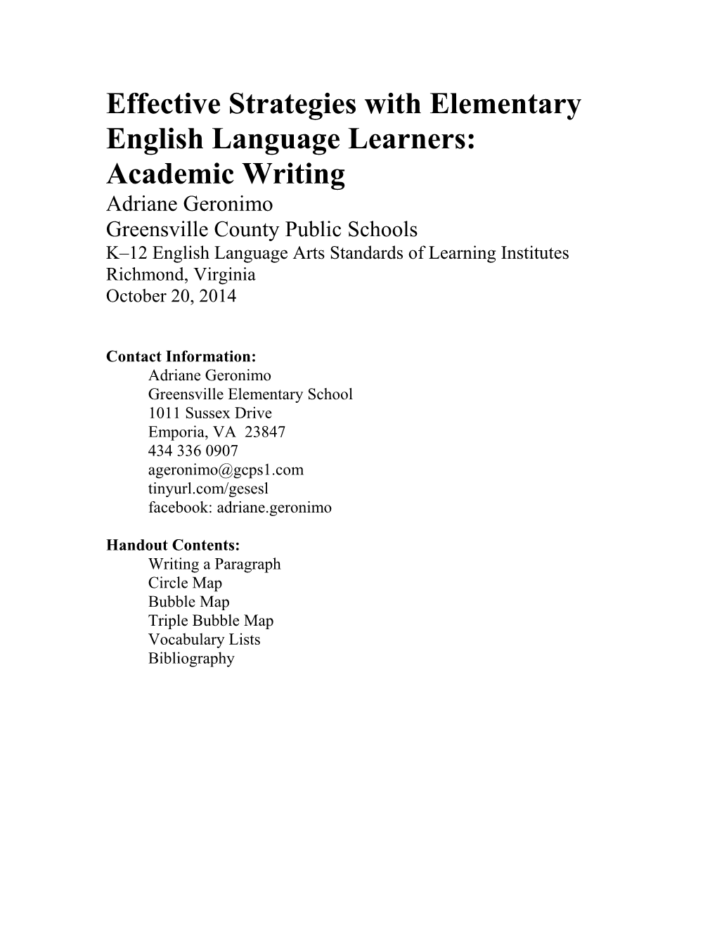 Effective Strategies with Elementary English Language Learners
