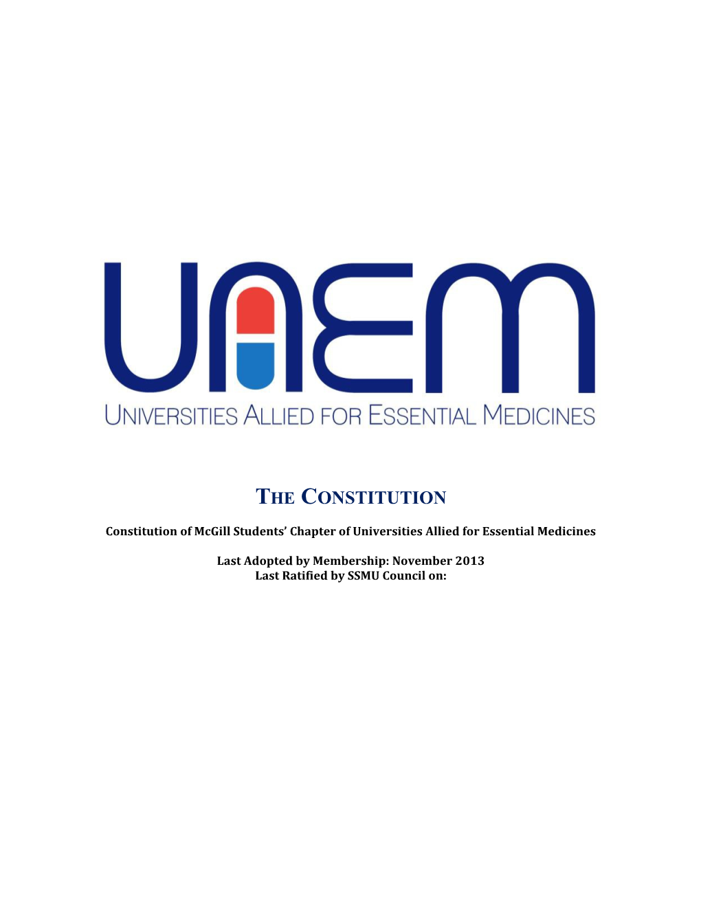 Constitution of Mcgill Students Chapter of Universities Allied for Essential Medicines