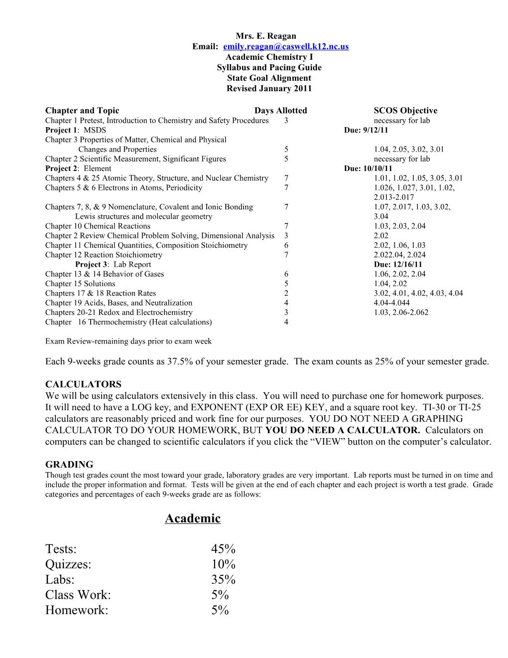 Syllabus and Pacing Guide