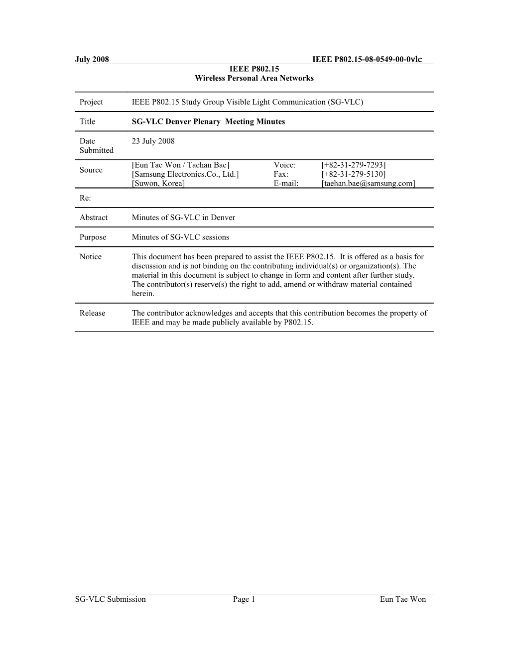 VLC Meeting Minutes- Denver