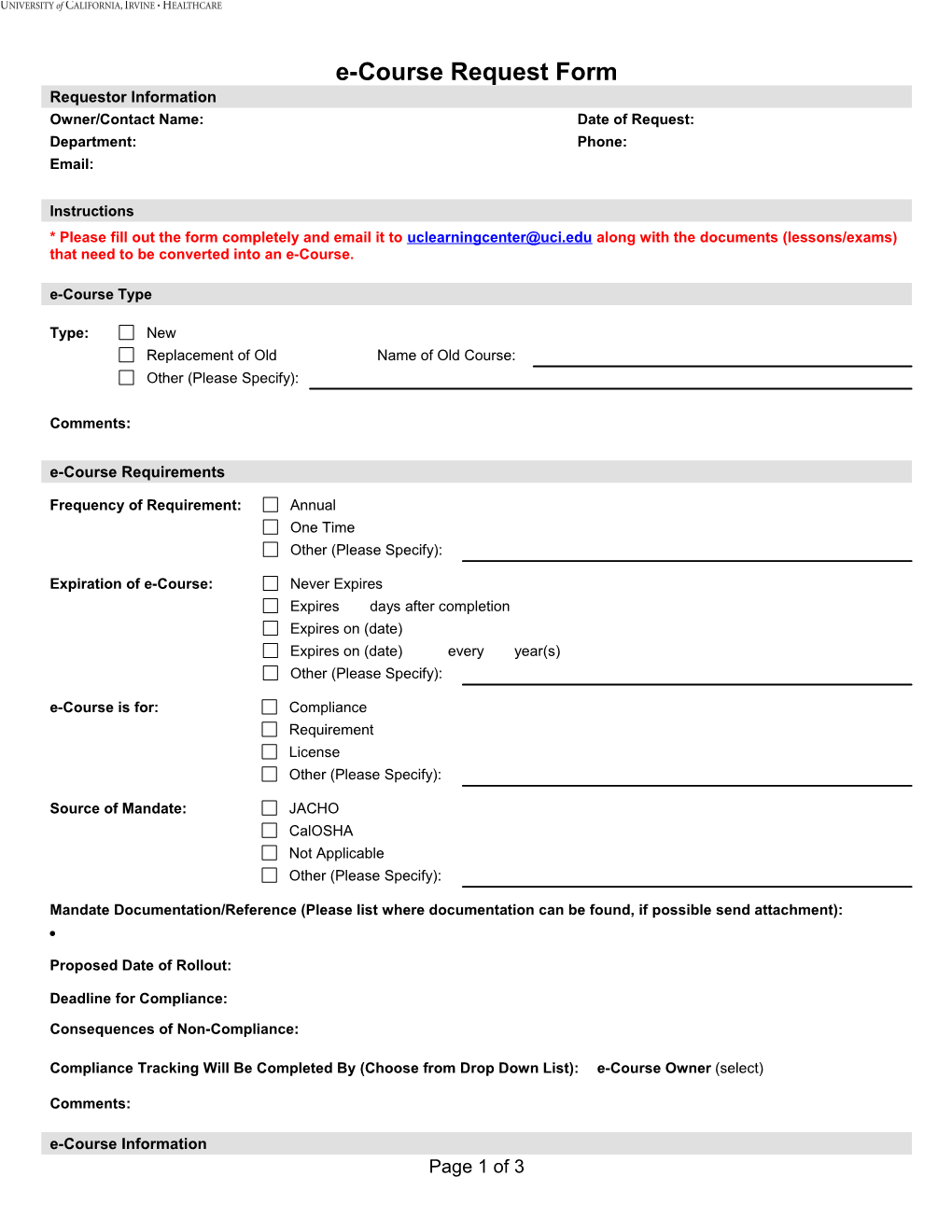 Ecourse Request Form