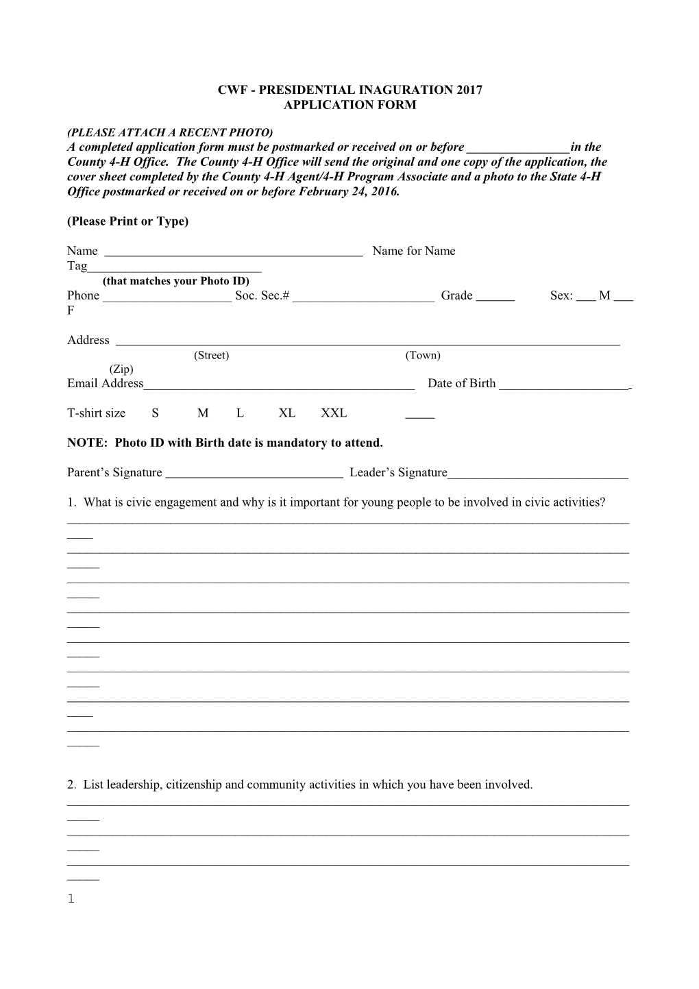 County Reservation Form