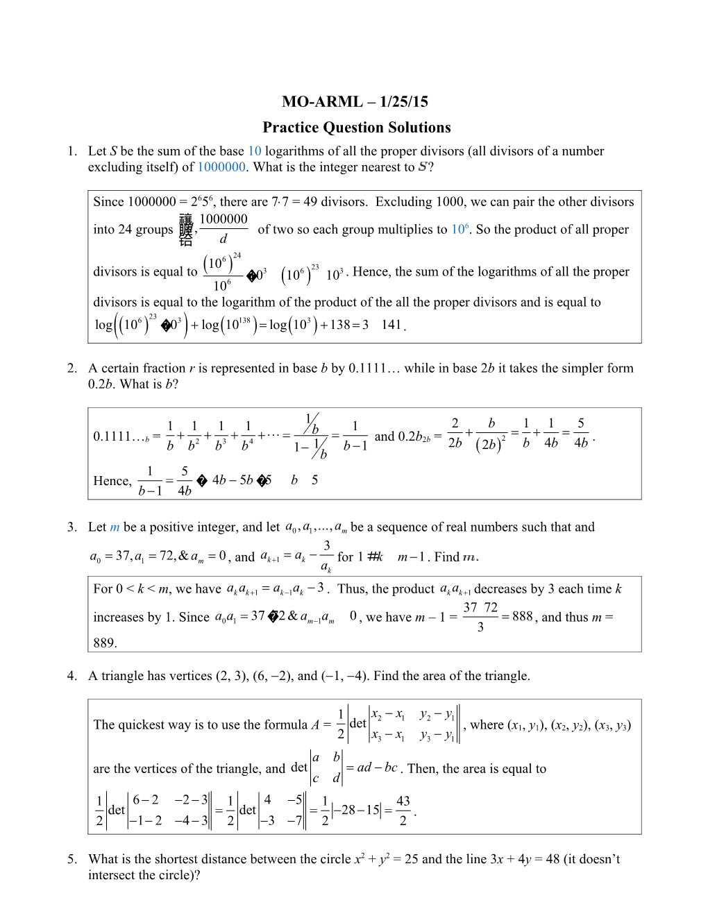 Practice Question Solutions