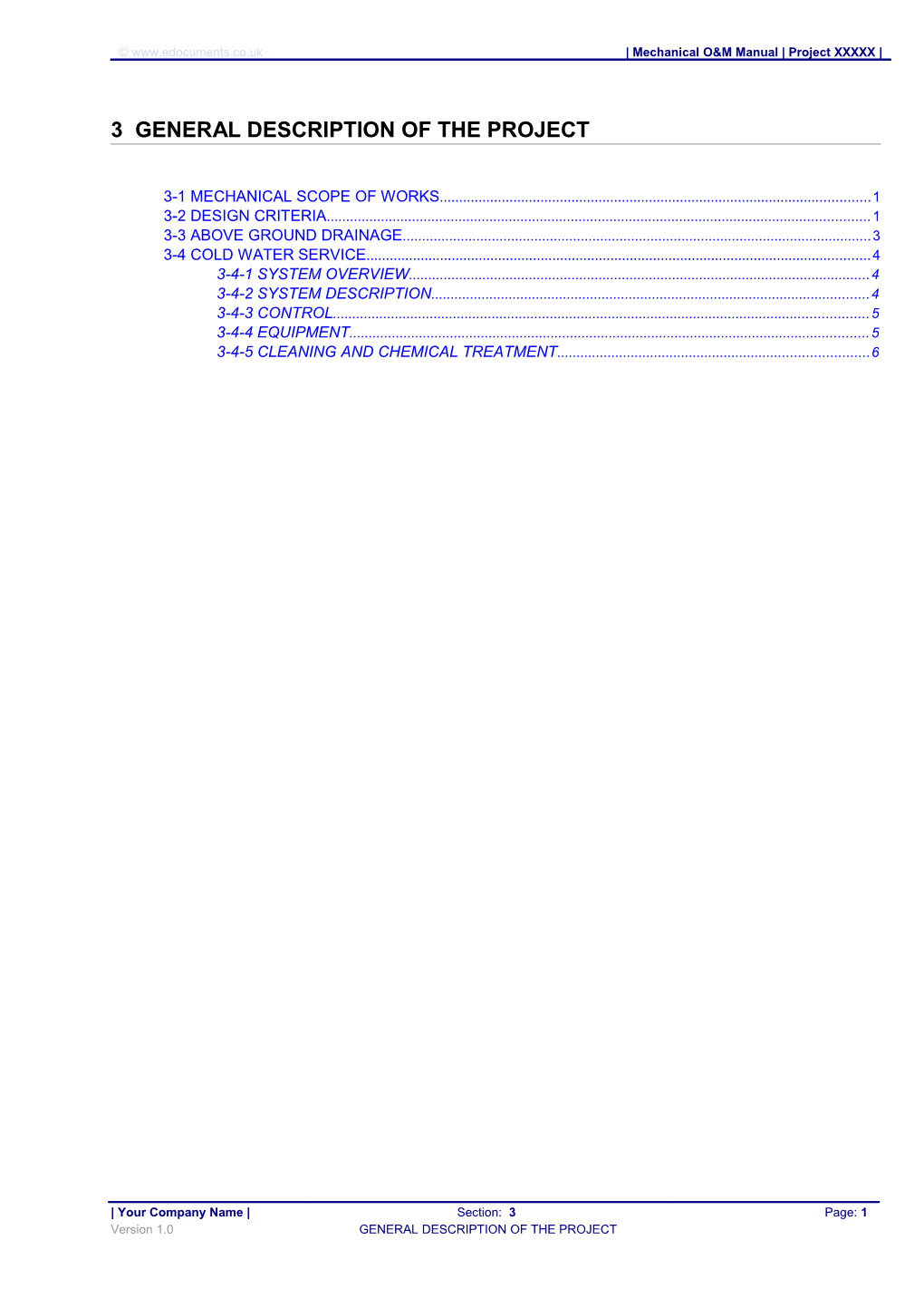 Mechanical O&M Manual - Section 3 - General Description of the Project