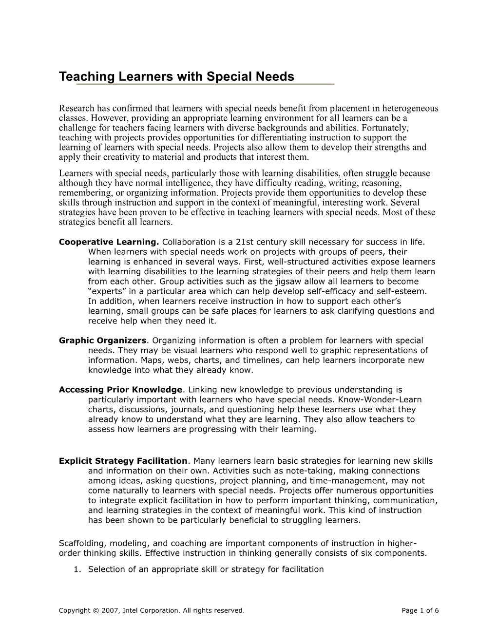 Teaching Learners With Special Needs