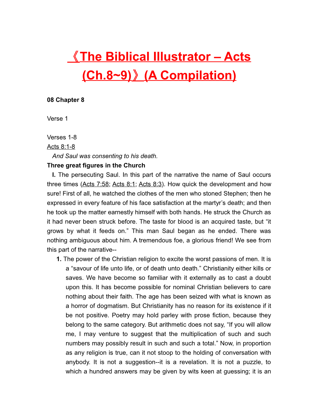 The Biblical Illustrator Acts (Ch.8 9) (A Compilation)