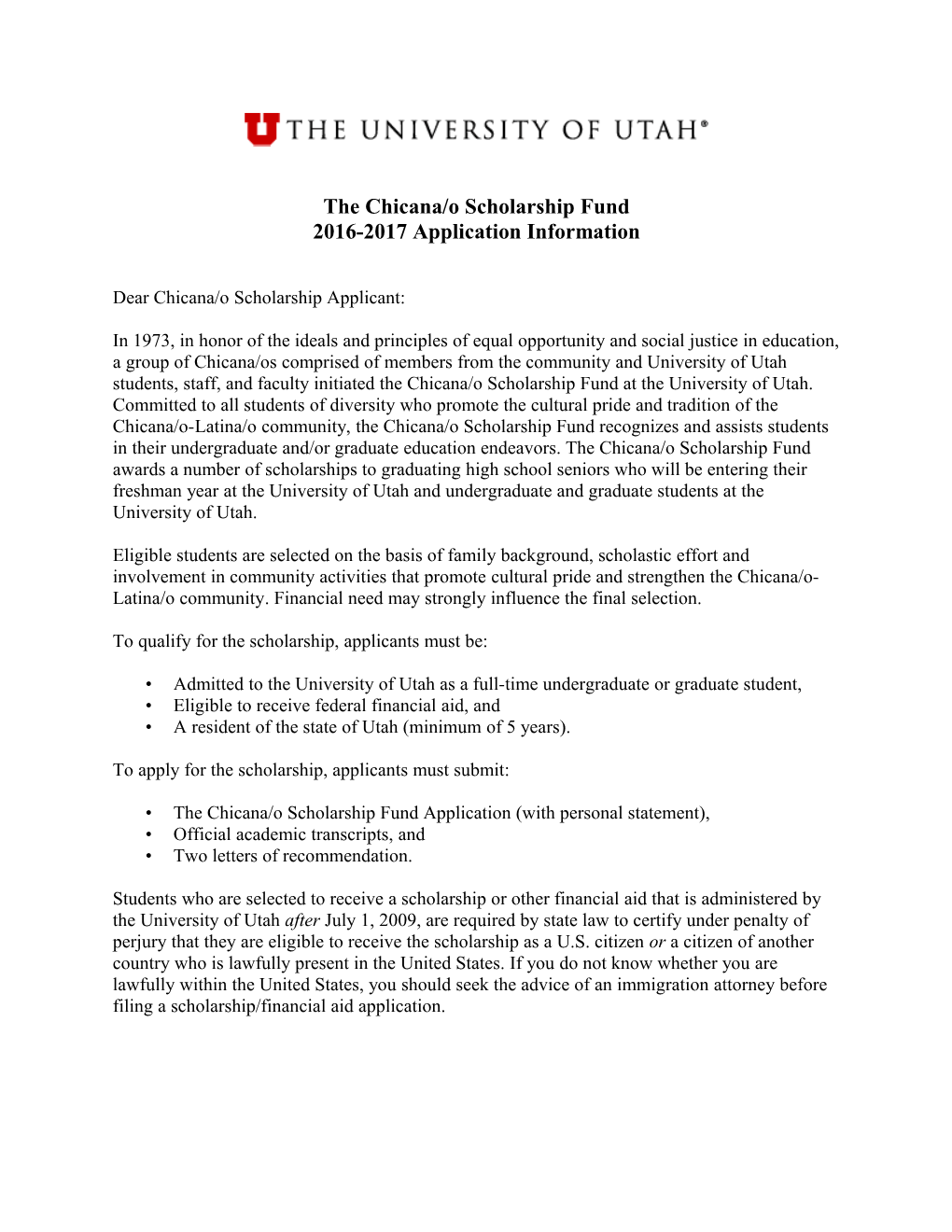 The Chicana/O Scholarshipfund