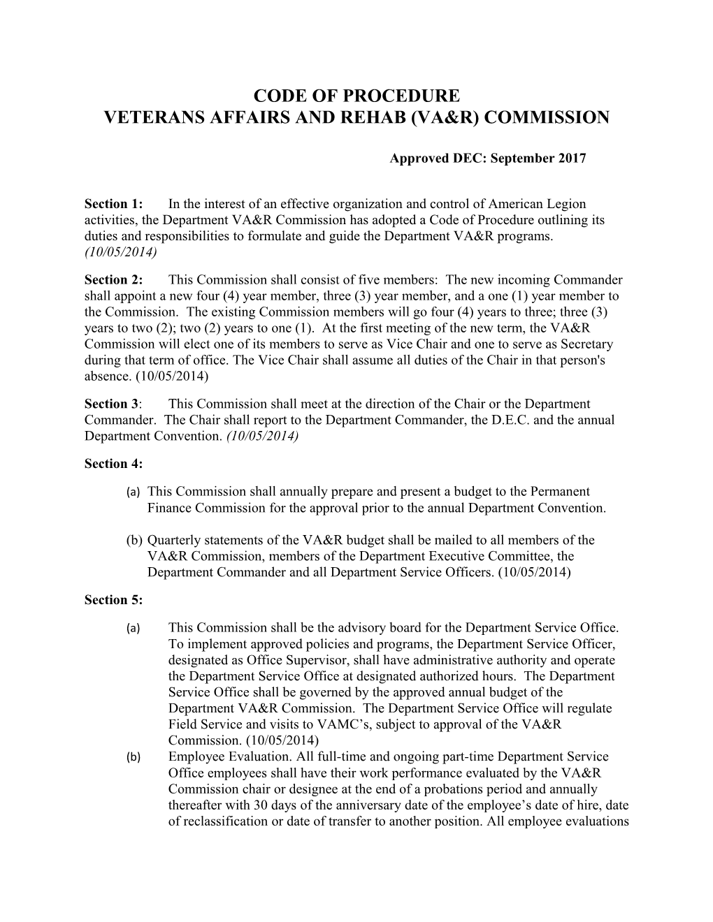 Veterans Affairs and Rehab (Va&R) Commission
