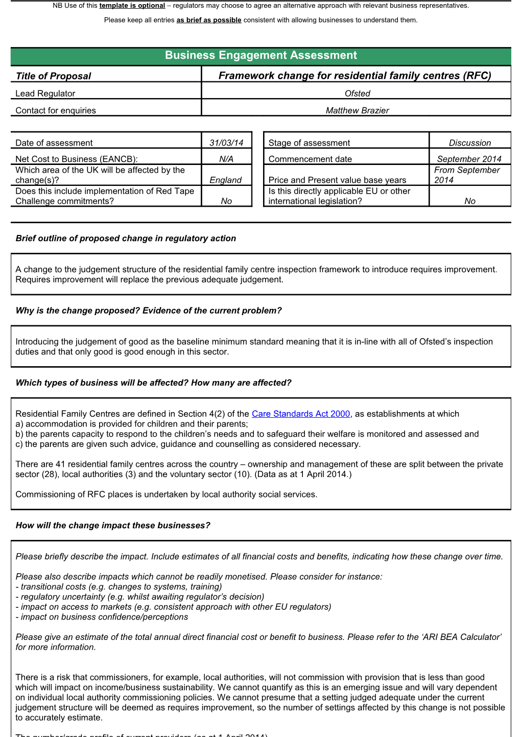 Business Engagement Assessment Template