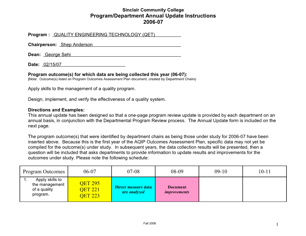 Program/Department Annyua Update s4