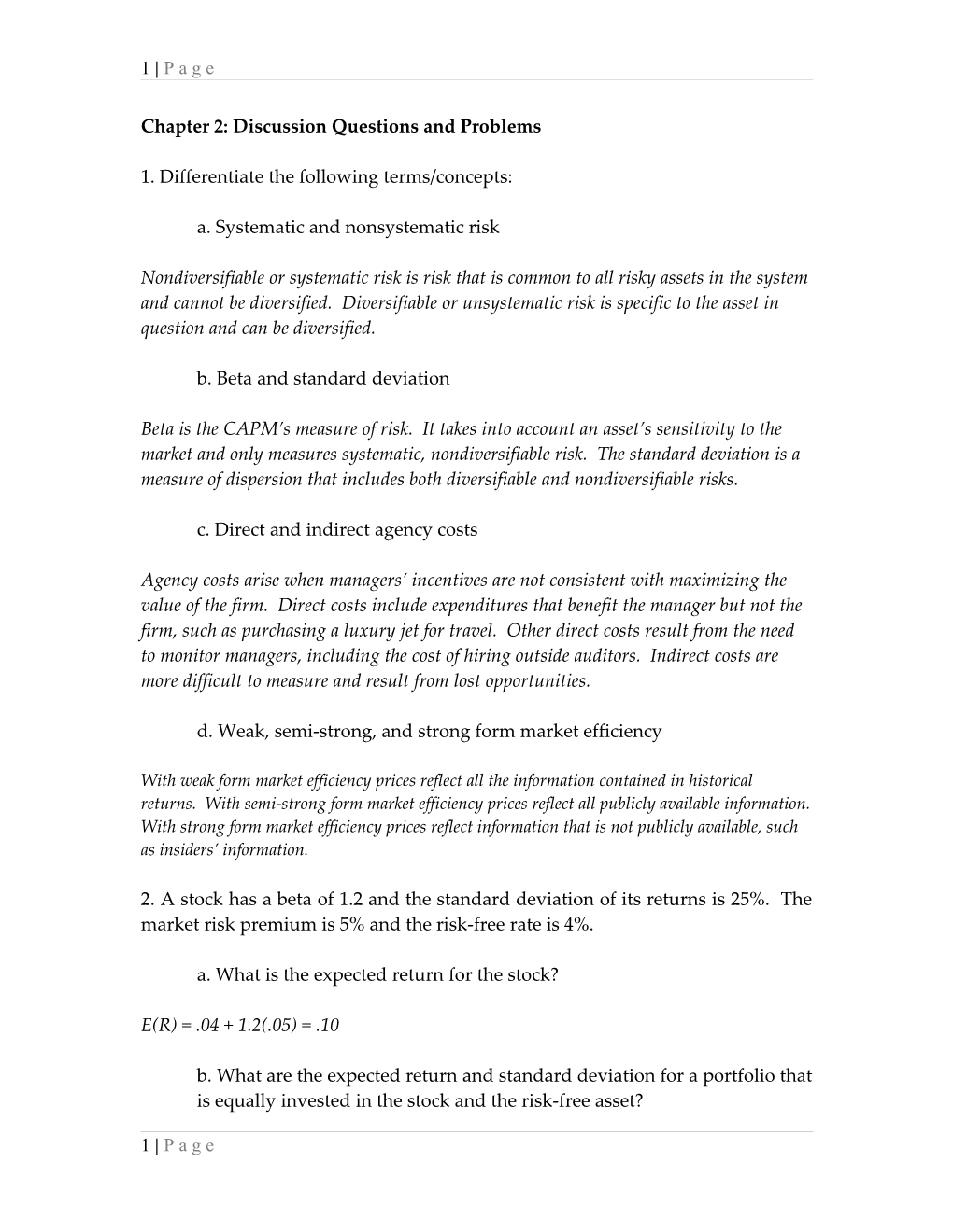 Chapter 2: Discussion Questions and Problems