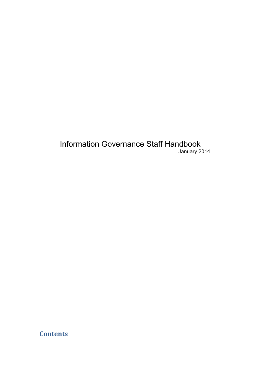 Information Governance Staff Handbook