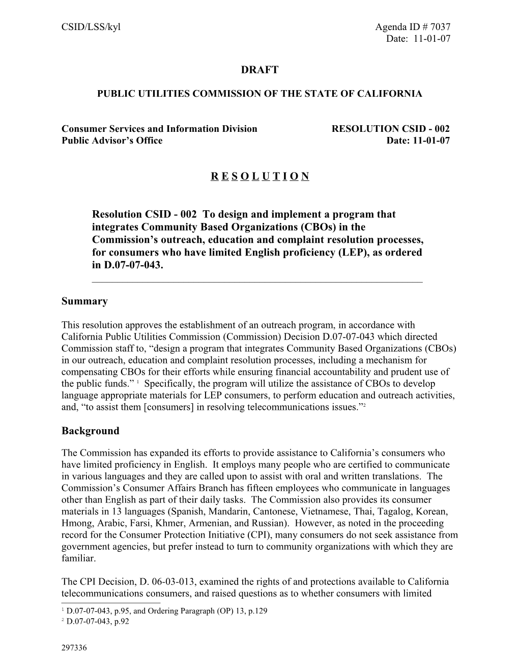 Public Utilities Commission of the State of California s104
