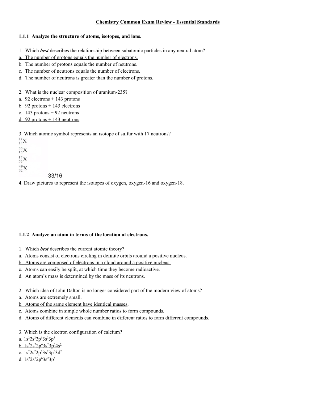 Chemistry Exam Review