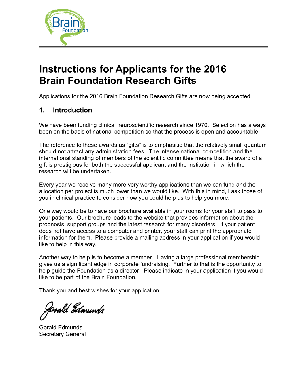 Instructions for Applicants for the 2016
