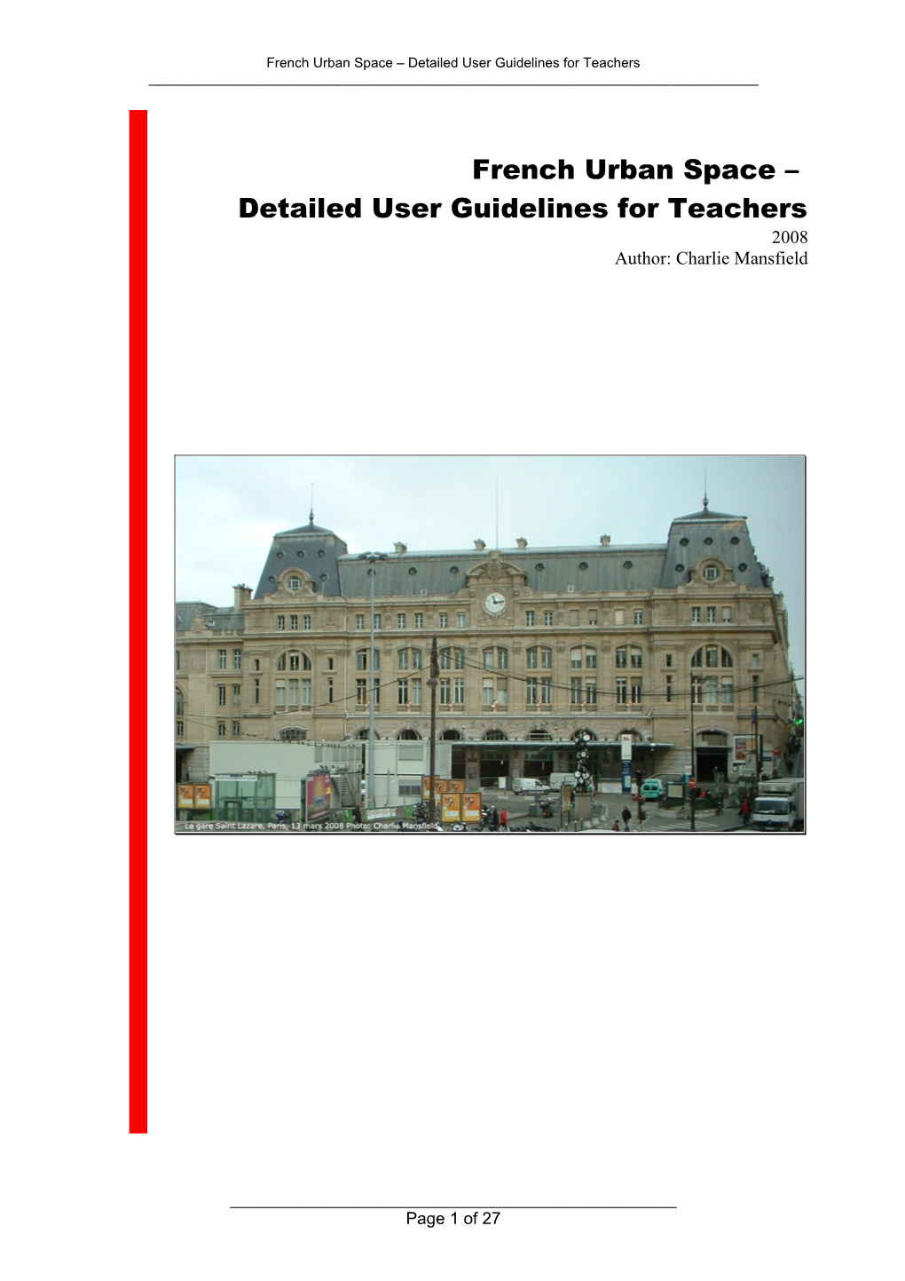 Detailed User Guidelines for Teachers