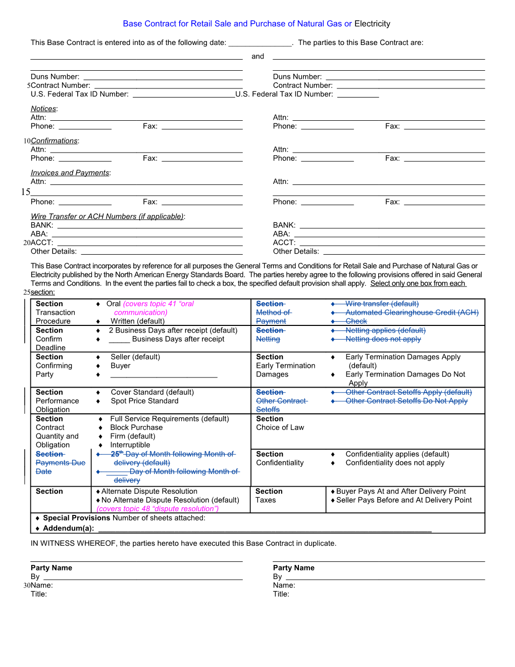 Base Contract for Sale and Purchase of Natural Gaselectricity