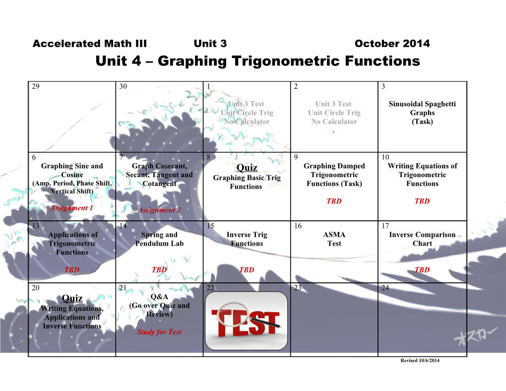 Unit 4 Graphing Trigonometric Functions