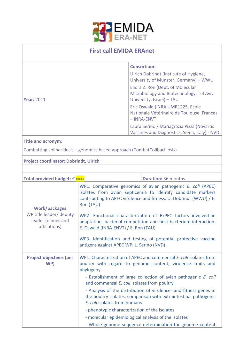 Progetto IZS SI 06/01 RC