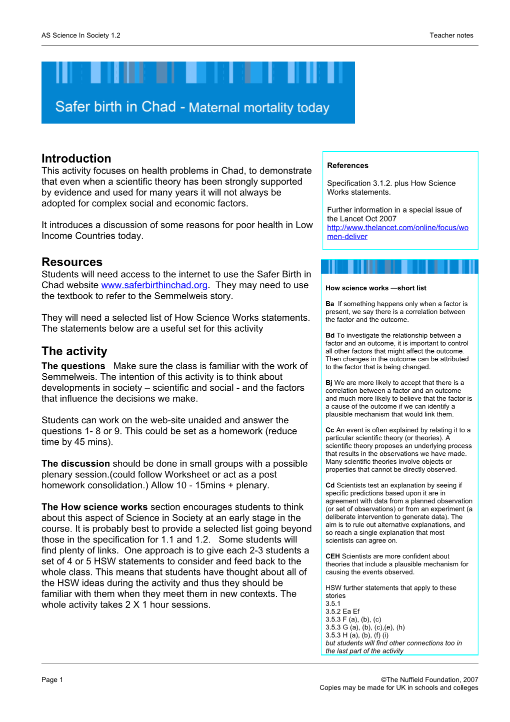 AS Science in Society 1.2 Teacher Notes s1