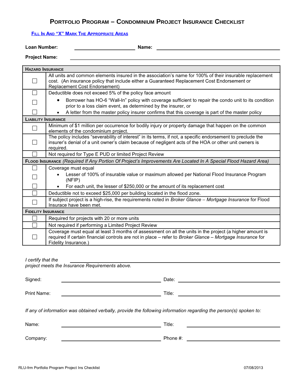 CN30 Limited Project Review (Type Q ) Checklist