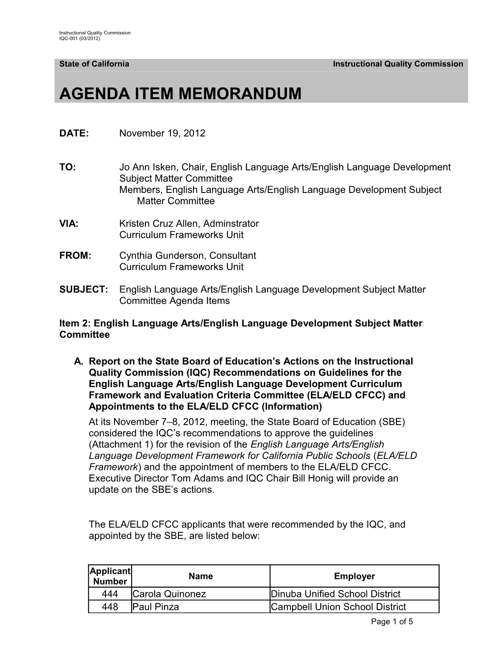 ELA/ELD Subject Matter Committee Items - Curriculum Frameworks (CA Dept of Education)