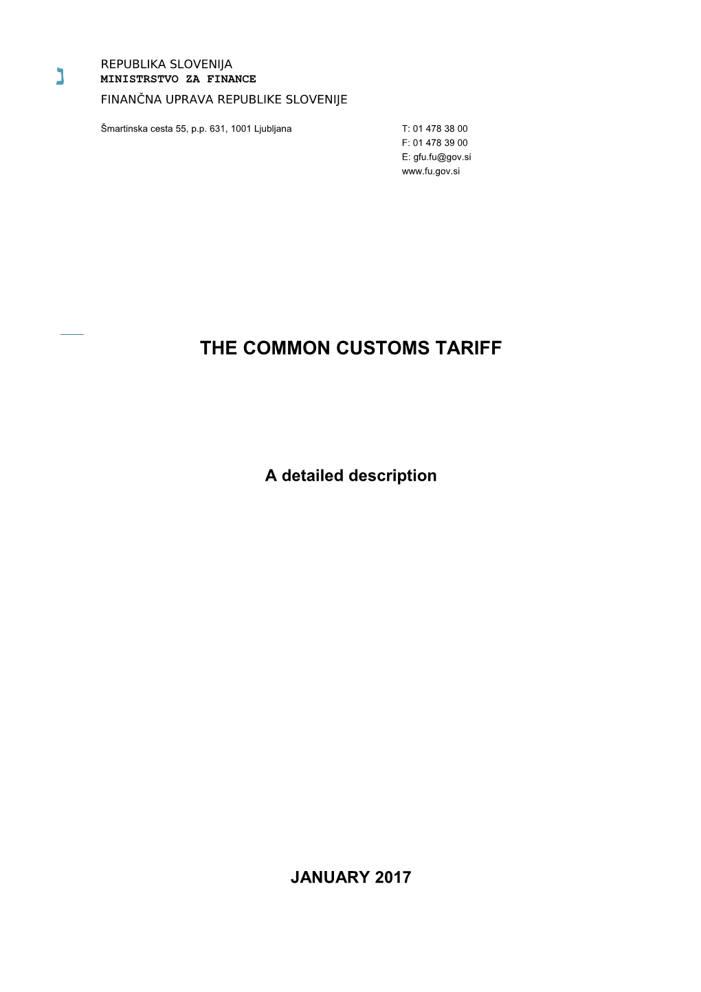 The Common Customs Tariff