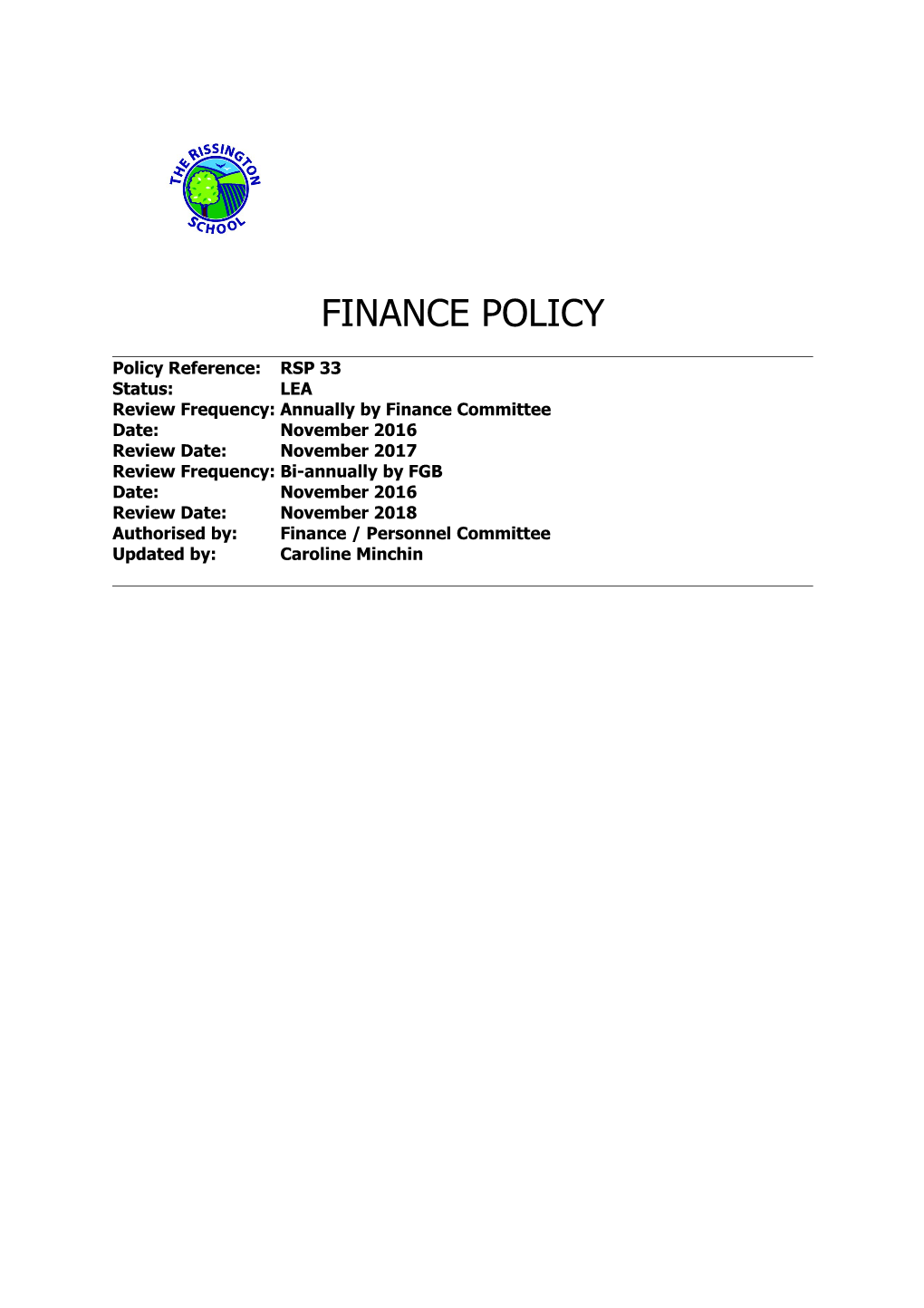 Review Frequency:Annually by Finance Committee