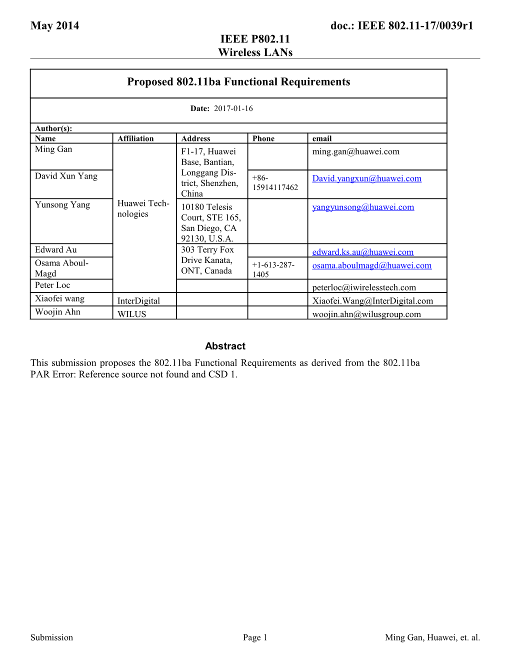Proposed 802.11Ax Functional Requirements