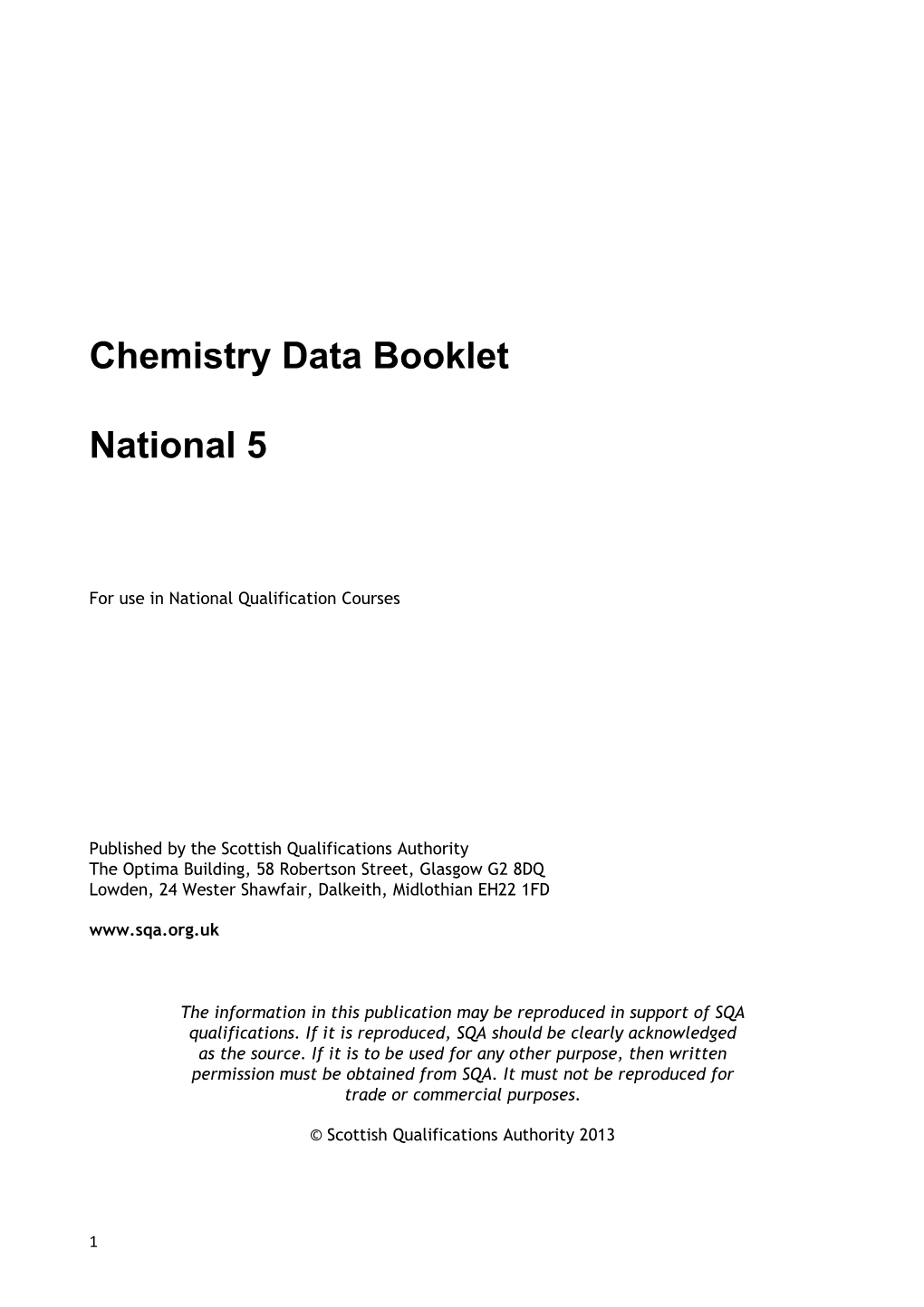Chemistry Data Booklet
