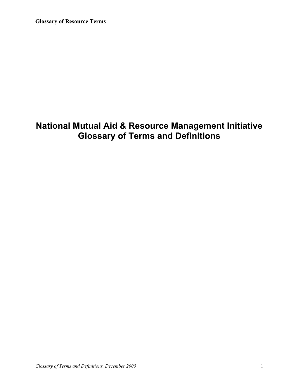 National Mutual Aid and Resource Management Initiative