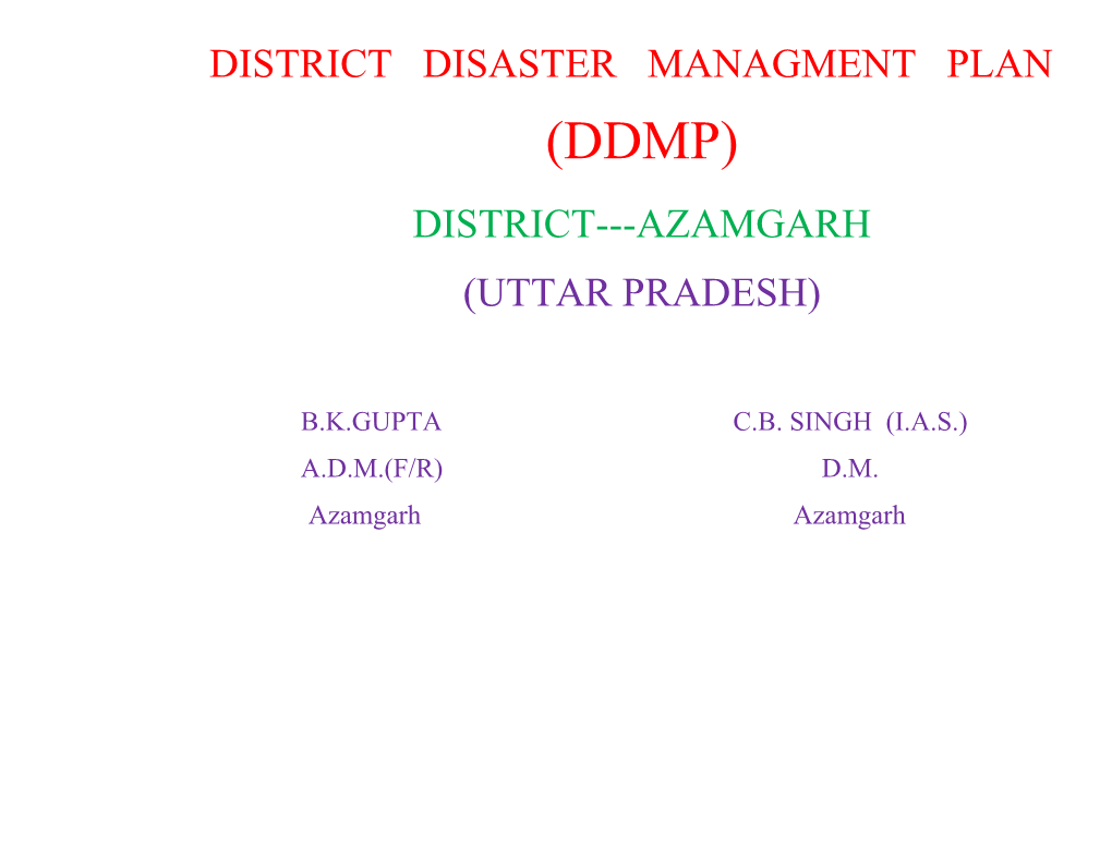 District Disaster Managment Plan
