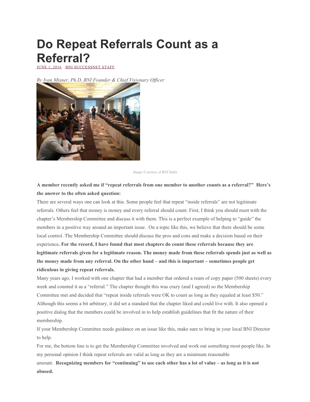 Do Repeat Referrals Count As a Referral?