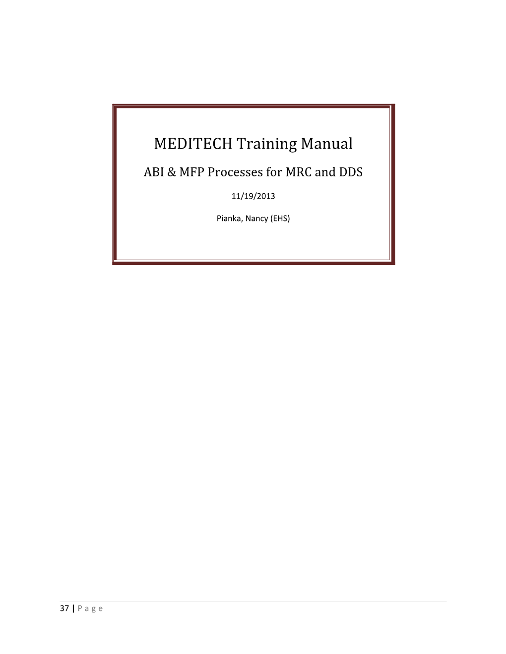 MEDITECH Training Manual