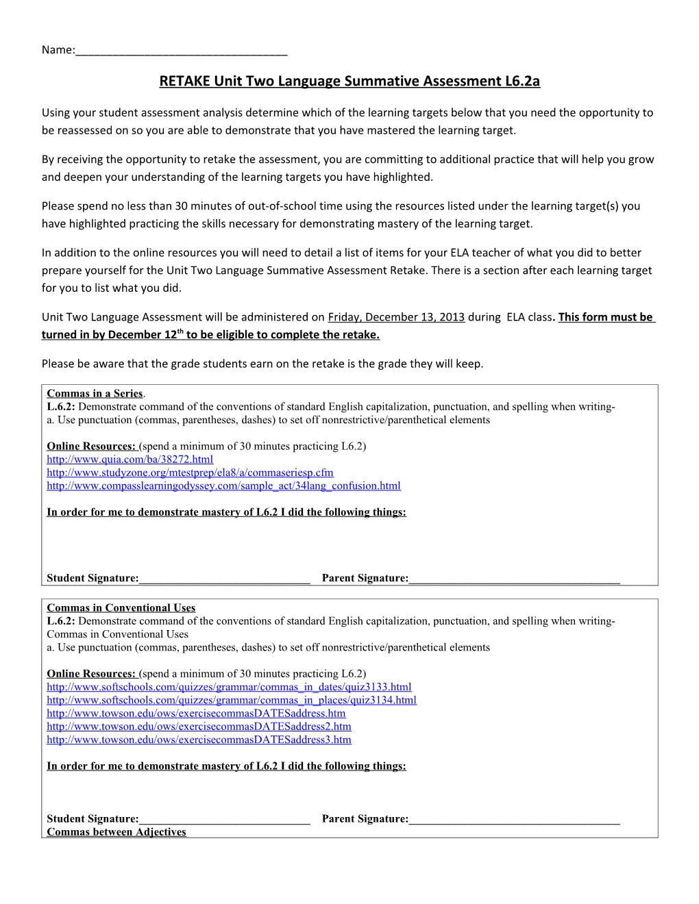 RETAKE Unit Two Language Summative Assessment L6.2A