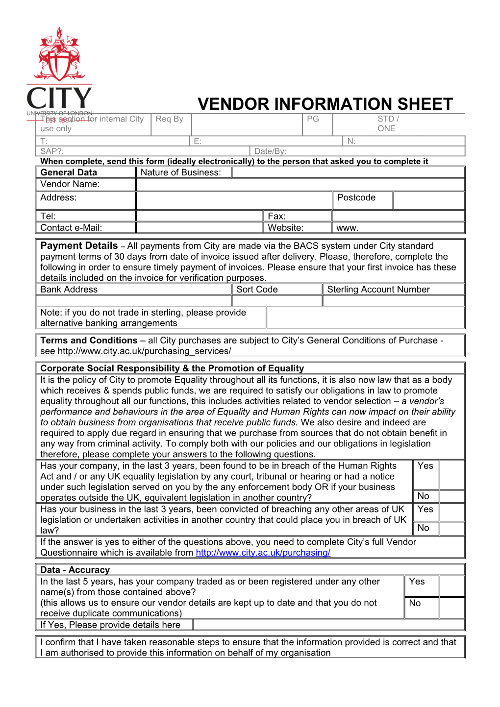 Vendor Registered Name