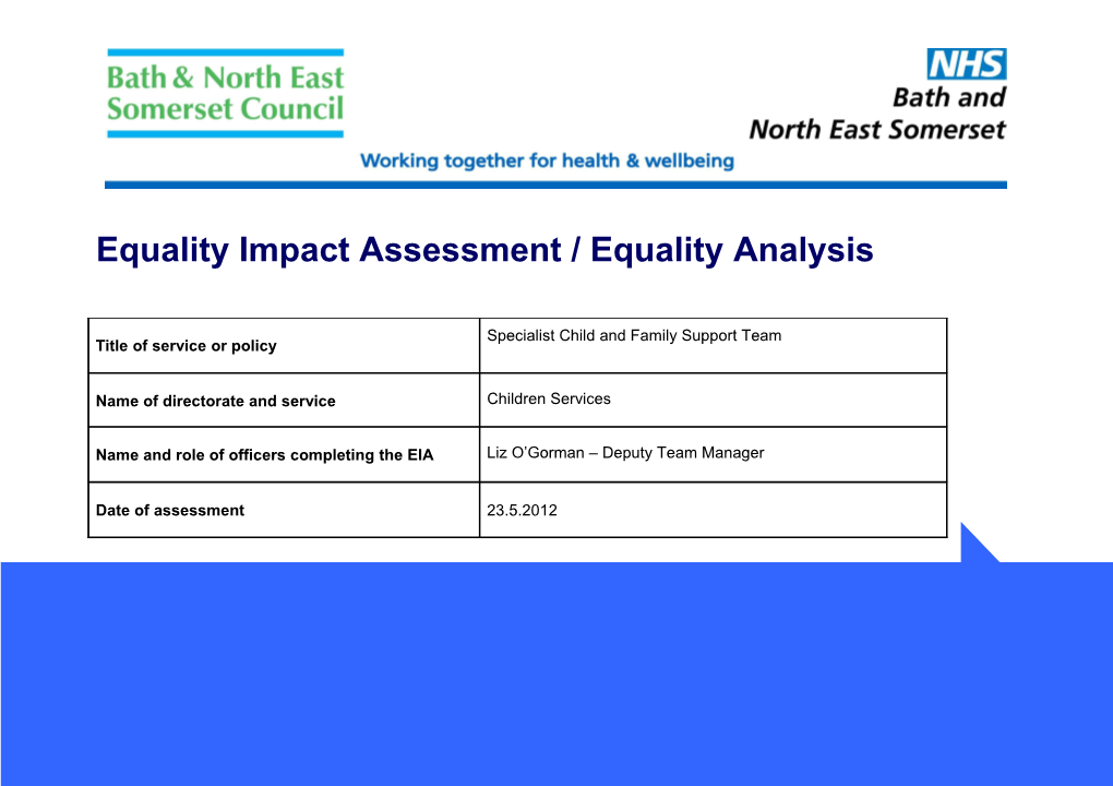 Equality Impact Assessment / Equality Analysis s5
