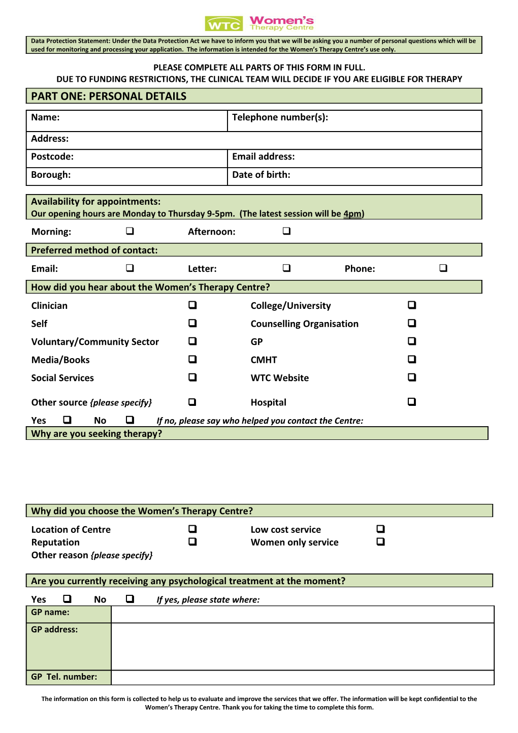 Please Complete All Parts of This Form in Full
