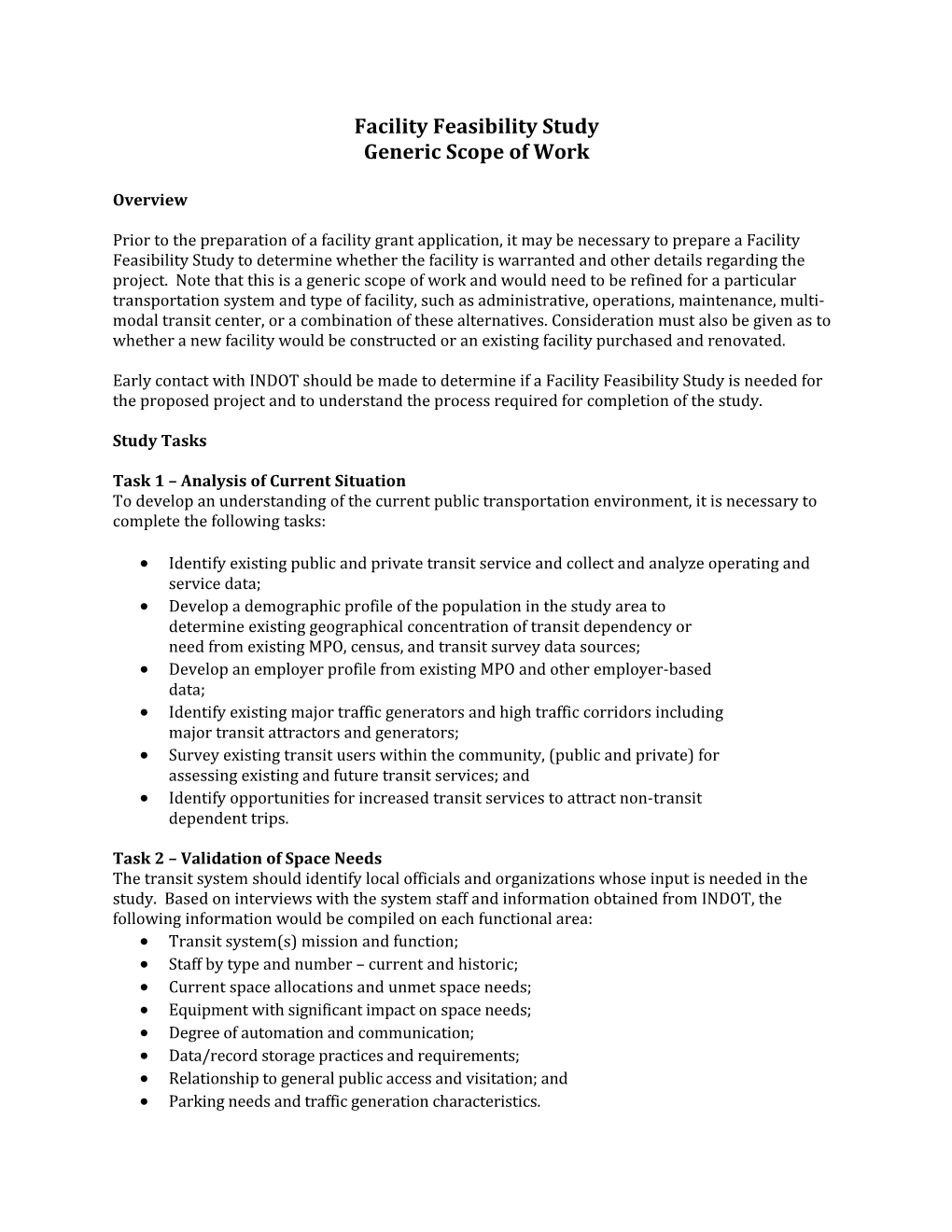 Facility Feasibility Study