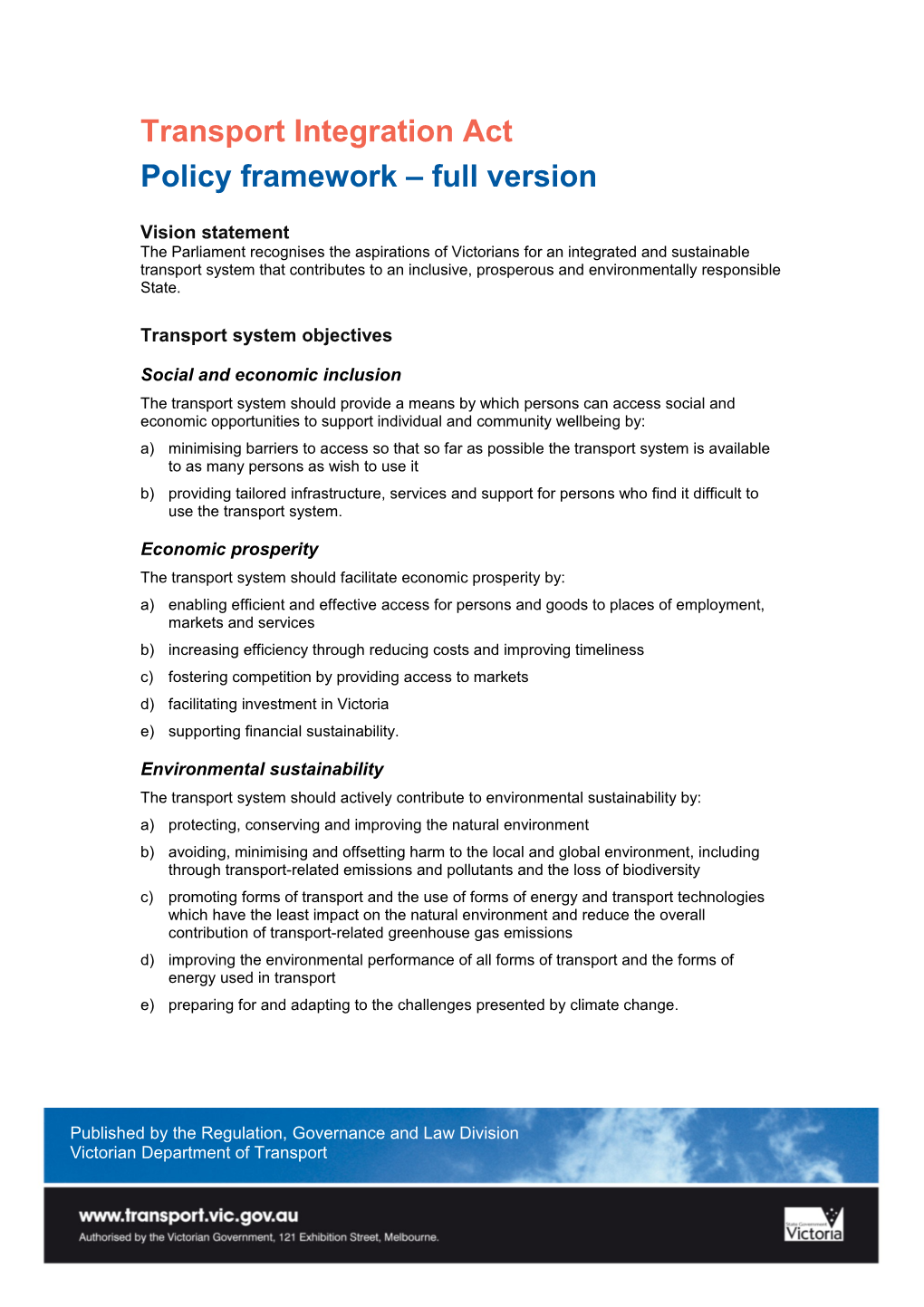 Policy Framework Full Version