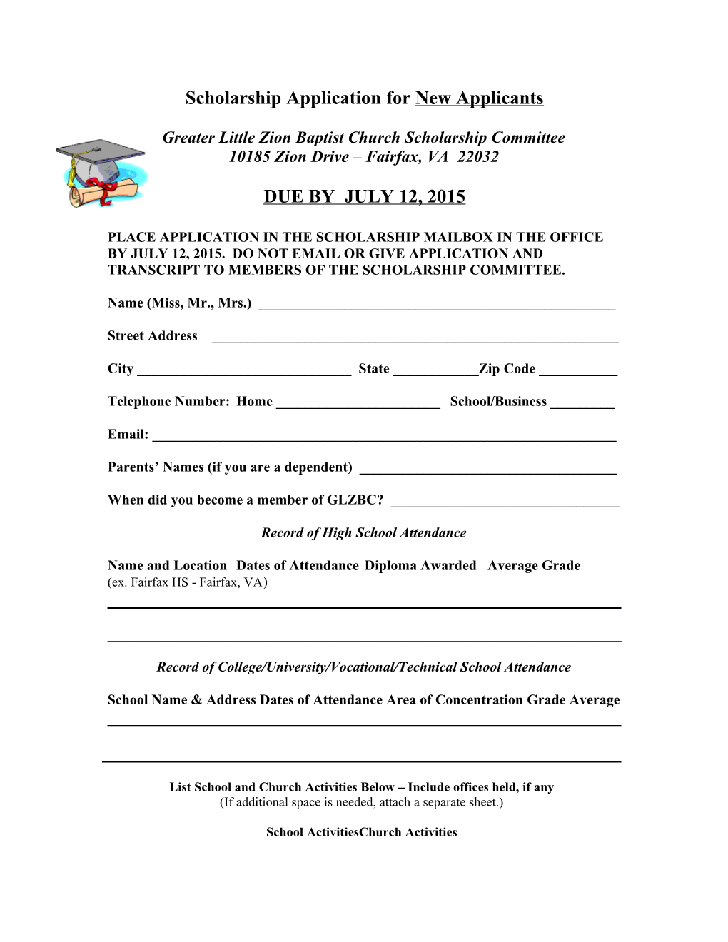 Scholarship Application for Current Recipients