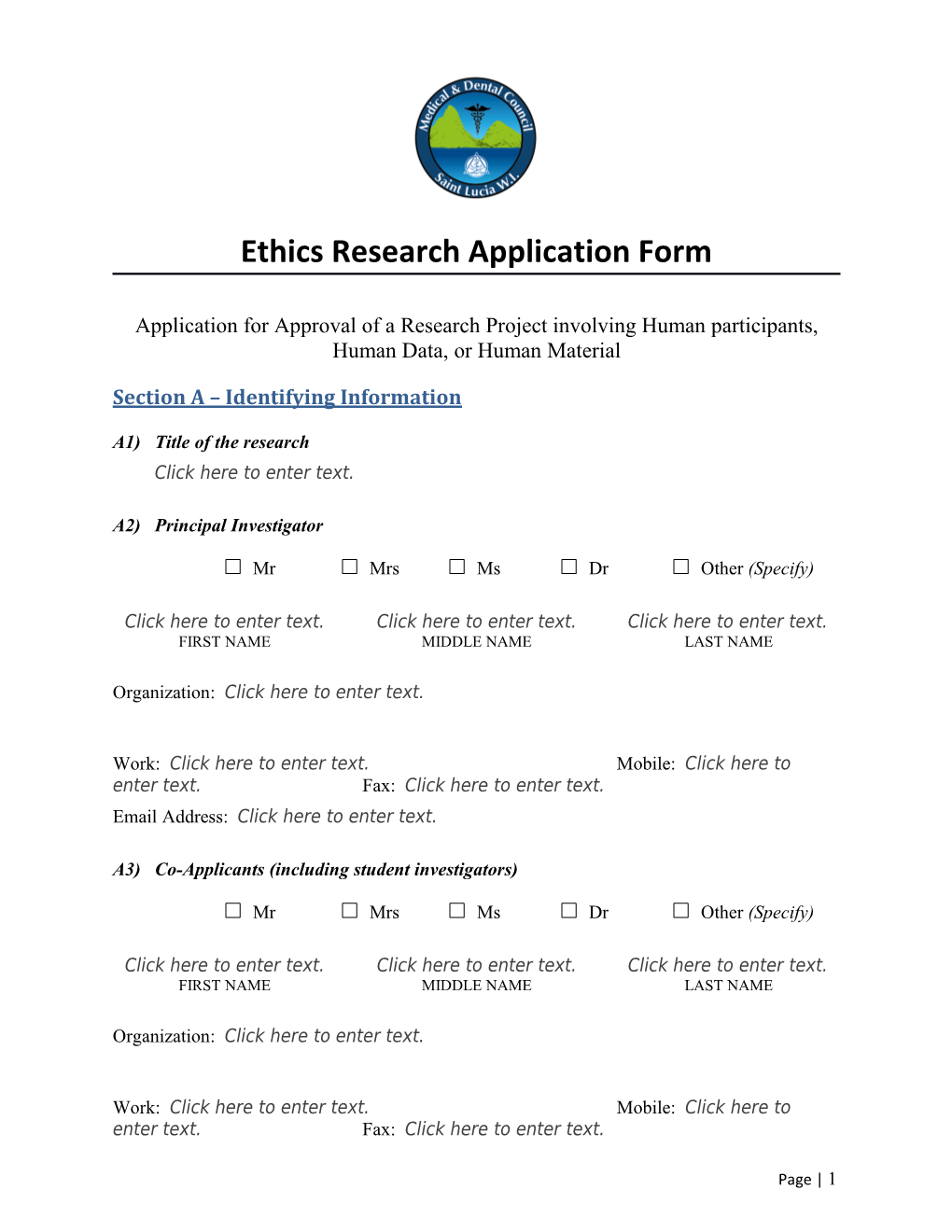 Ethics Research Application Form