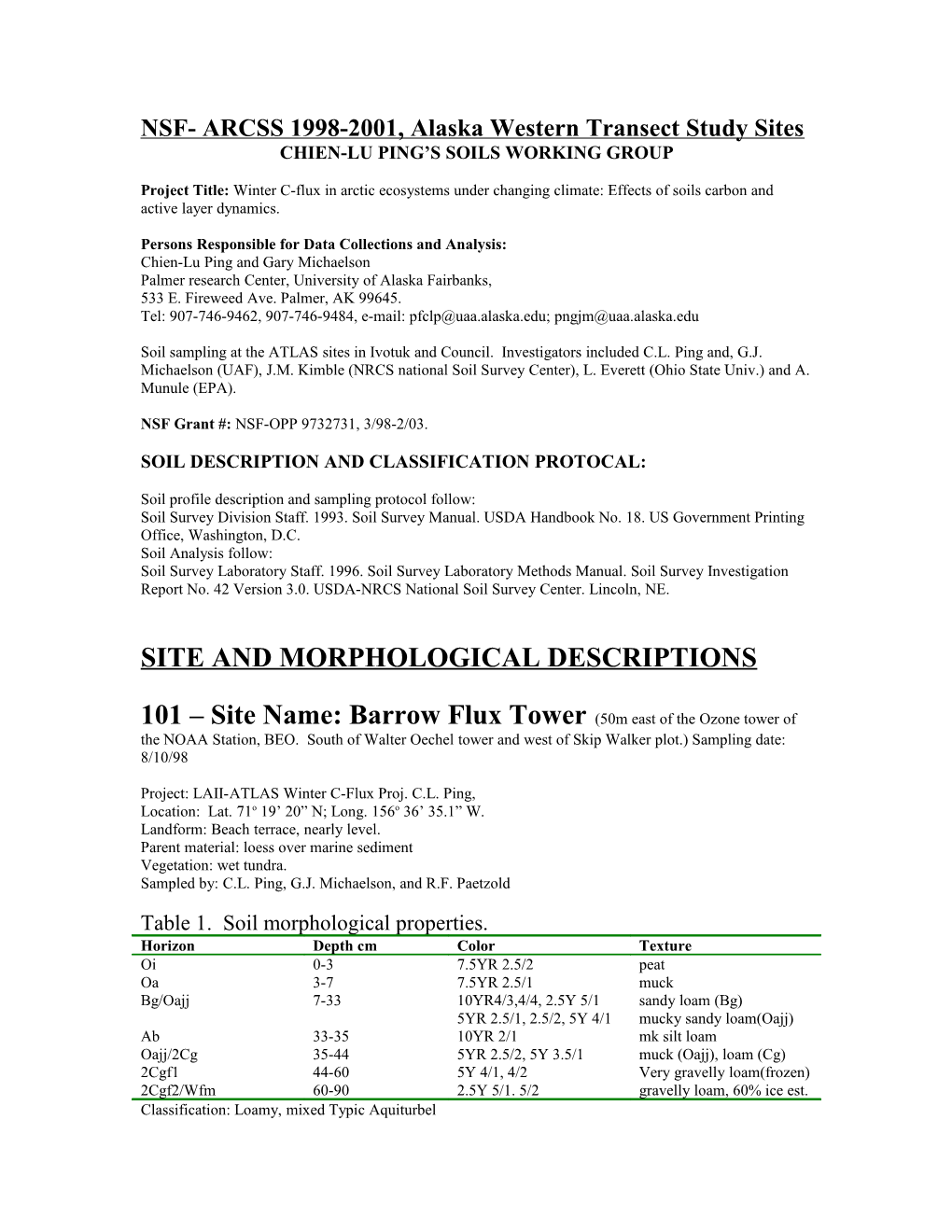 Nsf- Arcss 1998-2000 Data Submission