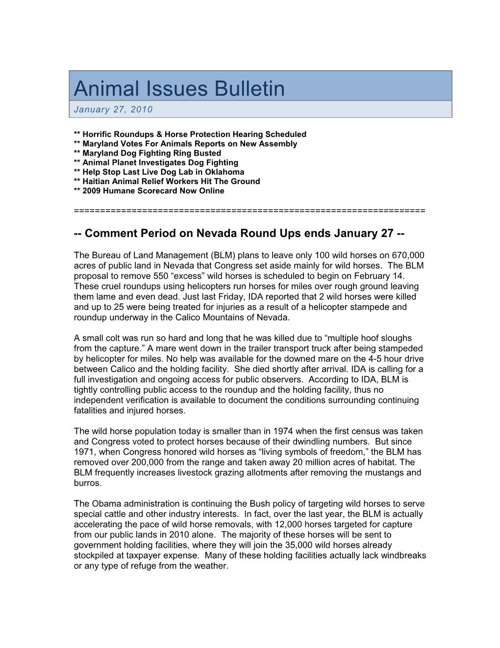 Animal Issues Bulletin